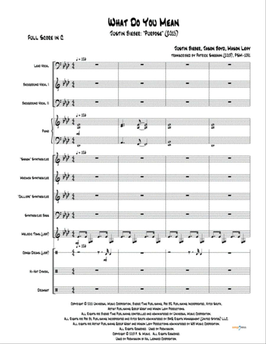 What Do You Mean? Small Ensemble scores gallery preview page 1