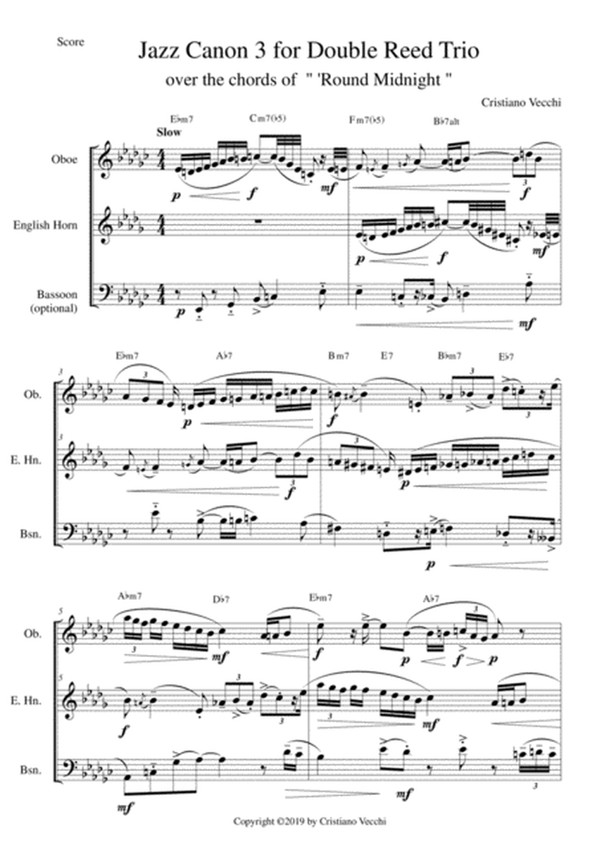 Jazz Canon 3 for Double Reed Trio image number null