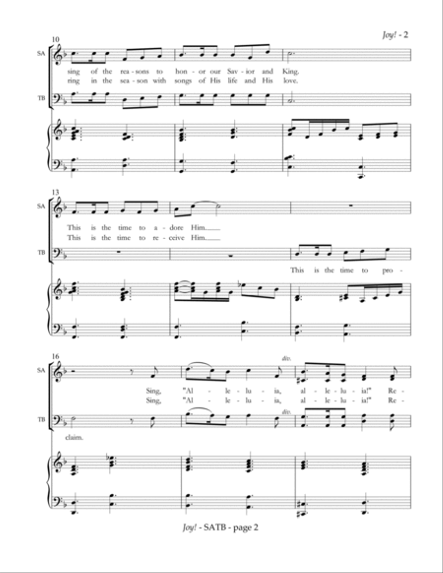 Joy! (SATB) by KATHLEEN HOLYOAK 4-Part scores gallery preview page 3
