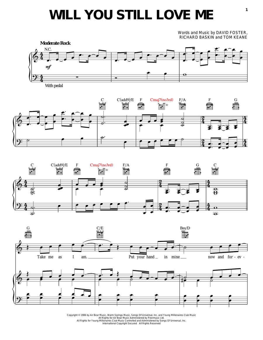 Will You Still Love Me Will You Still Love Me Piano, Vocal, Guitar scores gallery preview page 1