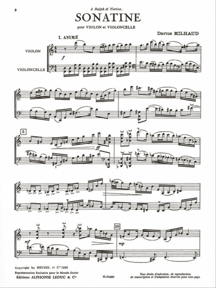 Sonatine Op. 324 (violin And Cello) Cello scores gallery preview page 2