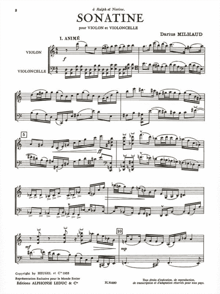Sonatine Op. 324 (violin And Cello)