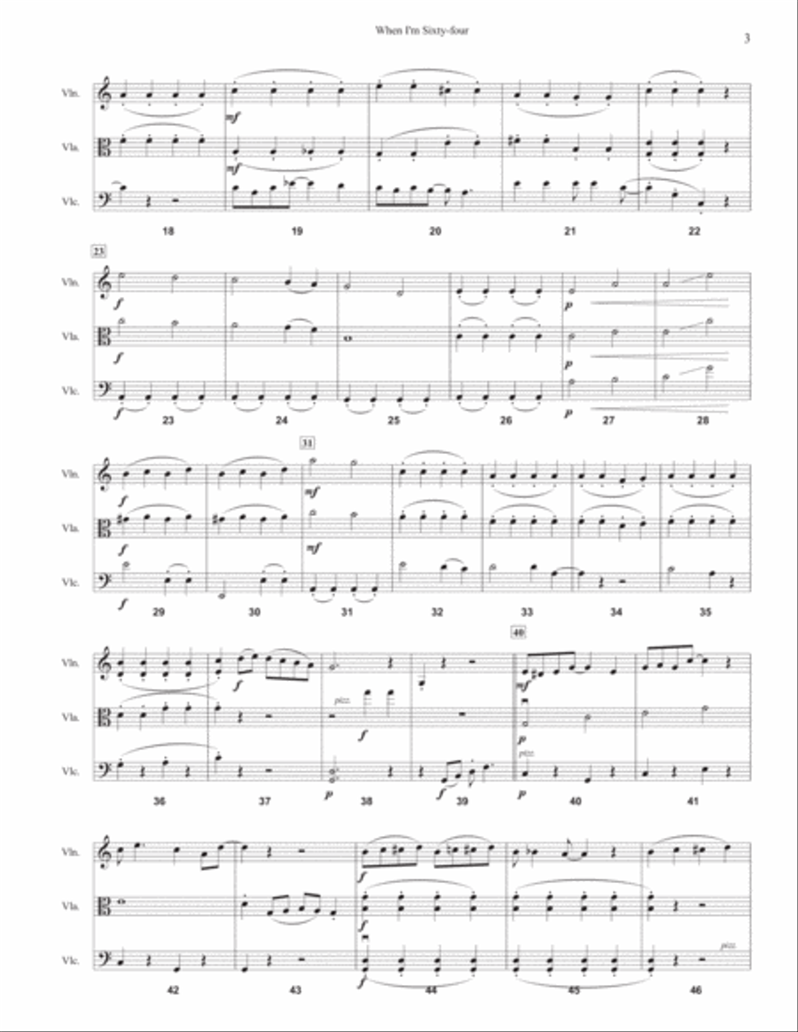 When I'm Sixty-Four String Trio scores gallery preview page 3