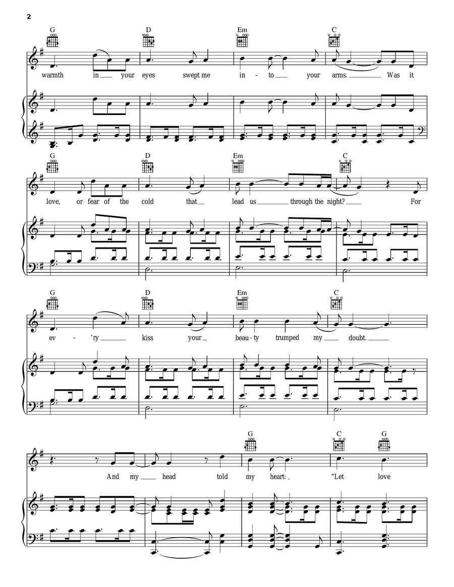 Winter Winds Piano, Vocal, Guitar scores gallery preview page 2