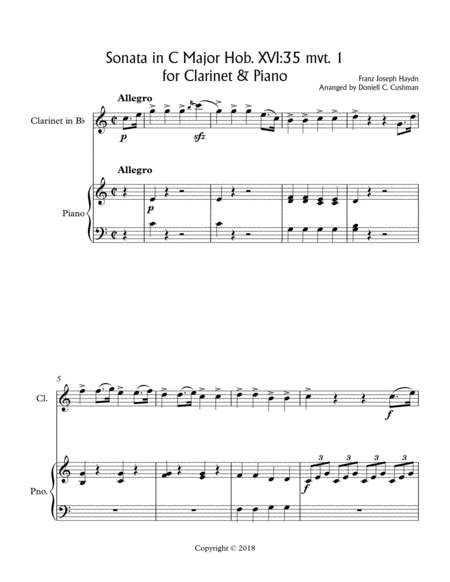 Sonata in C Major Mvt. 1 Hob. XVI:35