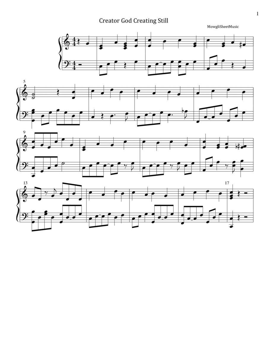 Creator God Creating Still Piano Solo scores gallery preview page 1