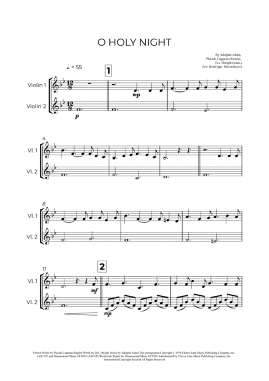 O Holy Night String Duet scores gallery preview page 2
