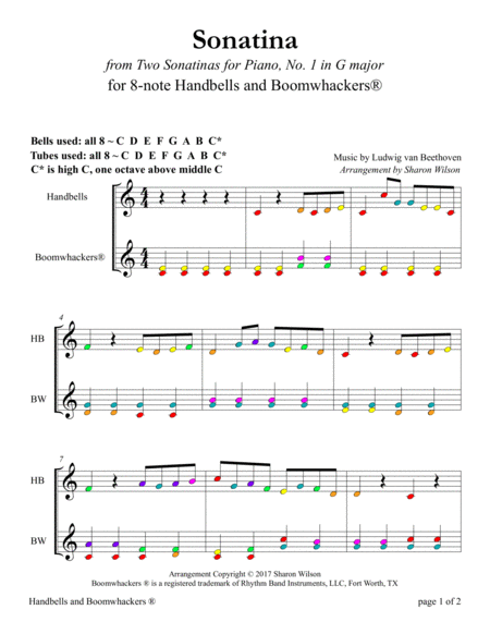 Sonatina for 8-note Bells and Boomwhackers® (with Color Coded Notes) image number null