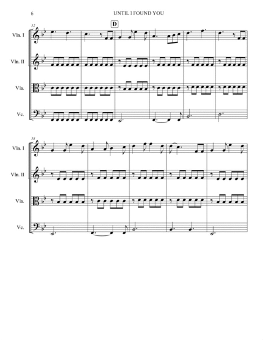 Until I Found You String Quartet scores gallery preview page 6