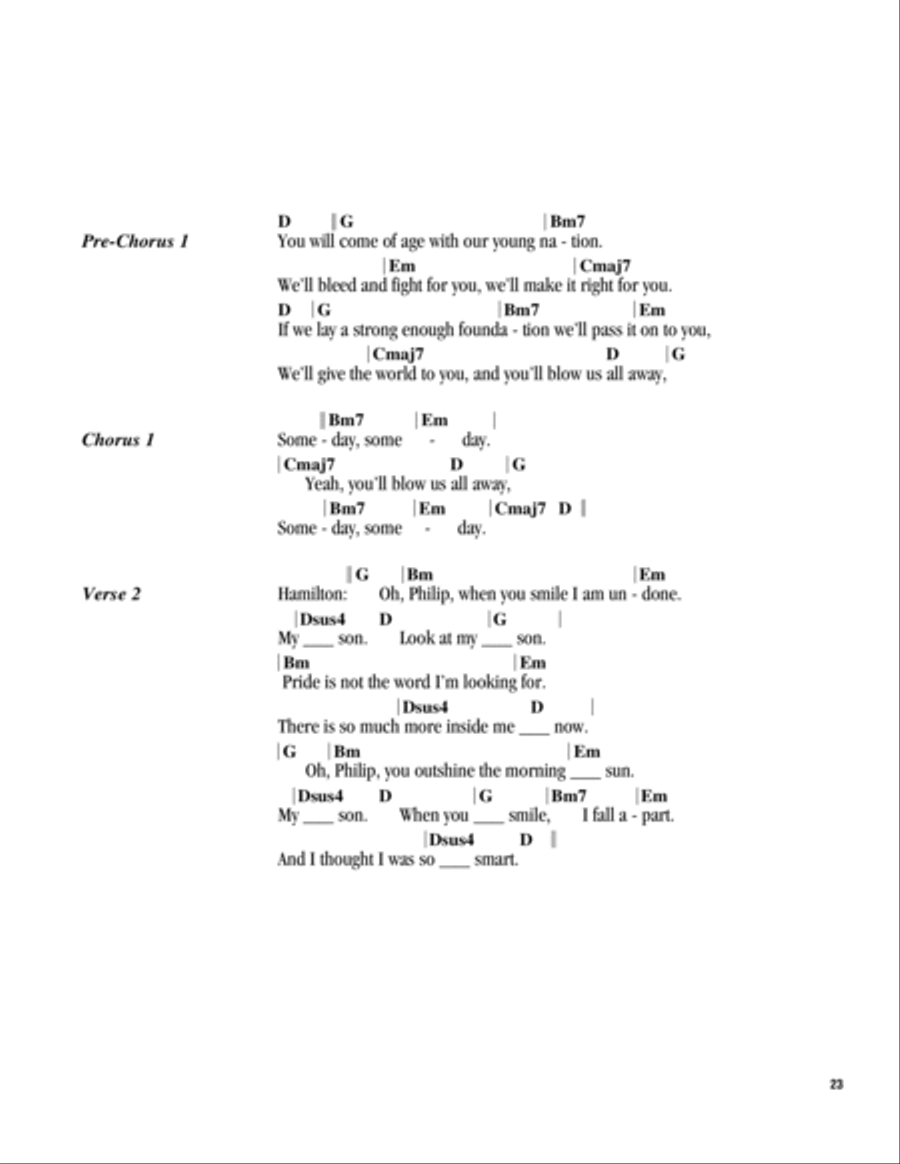 Dear Theodosia from Hamilton by Lin Manuel Miranda Guitar