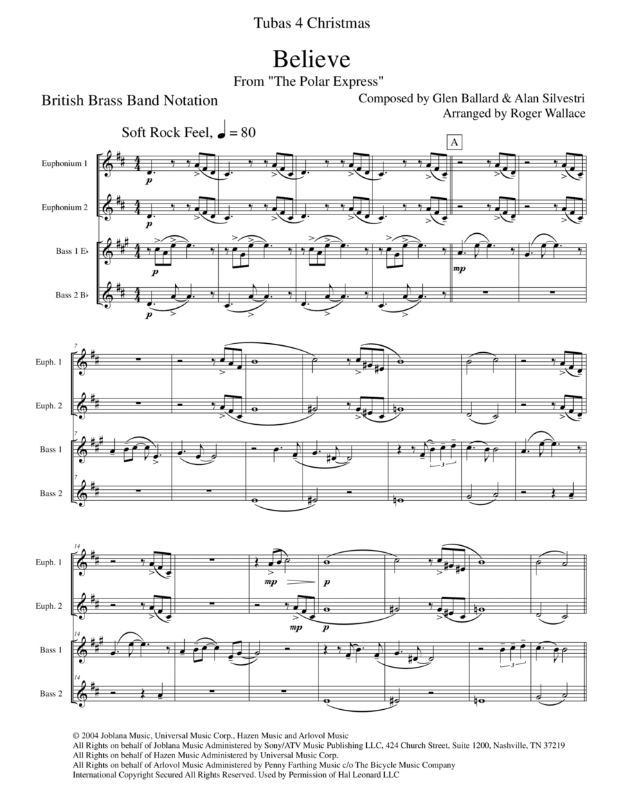 The Polar Express from Warner Bros. Pictures' THE POLAR EXPRESS Brass Quartet scores gallery preview page 1