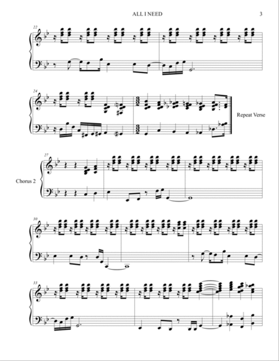 All I Need Piano Solo scores gallery preview page 3