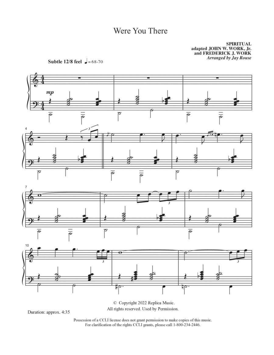 Were You There Piano Solo scores gallery preview page 1