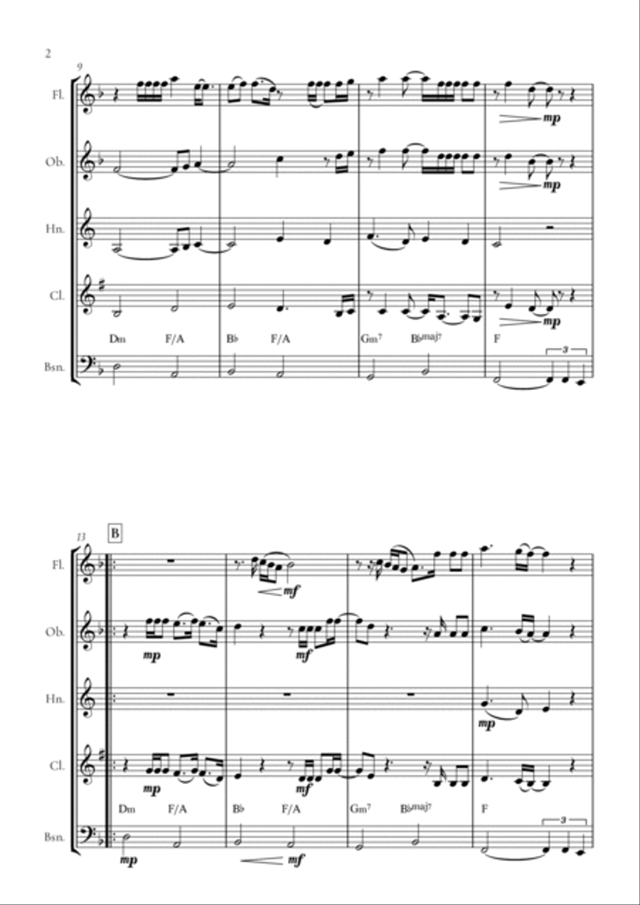 When We Were Young Woodwind Quintet scores gallery preview page 2