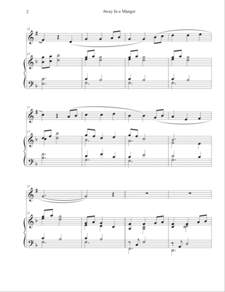 Away In a Manger (Clarinet-Piano) Clarinet Solo scores gallery preview page 2