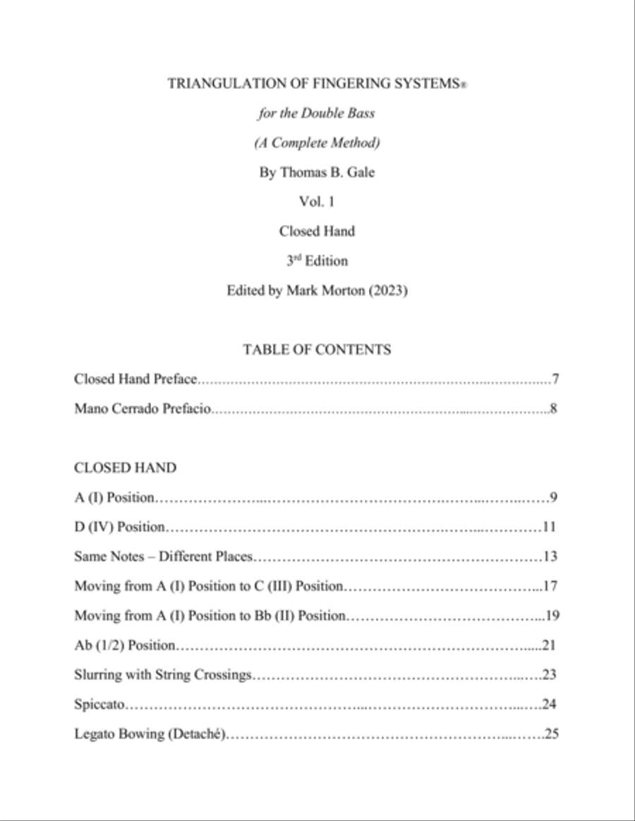 Triangulation of Fingering Systems for the Double Bass (A Complete Method), Vol. 1 Double Bass scores gallery preview page 3