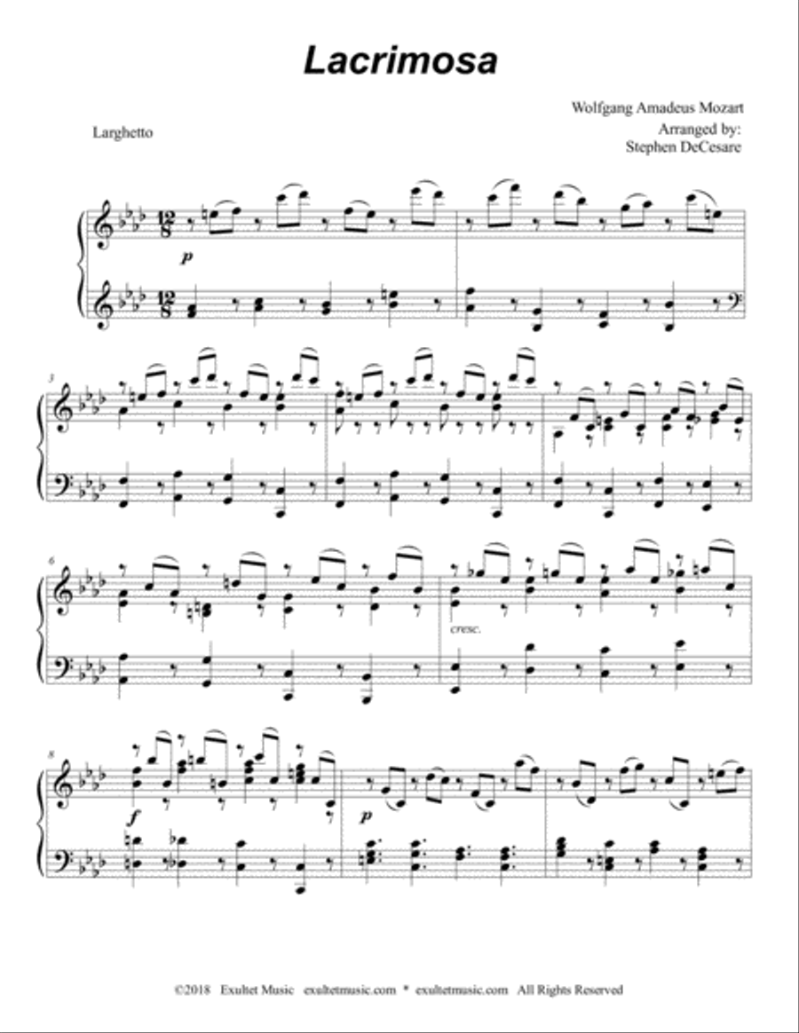 Lacrimosa (Clarinet Choir and Piano) Clarinet Choir scores gallery preview page 6