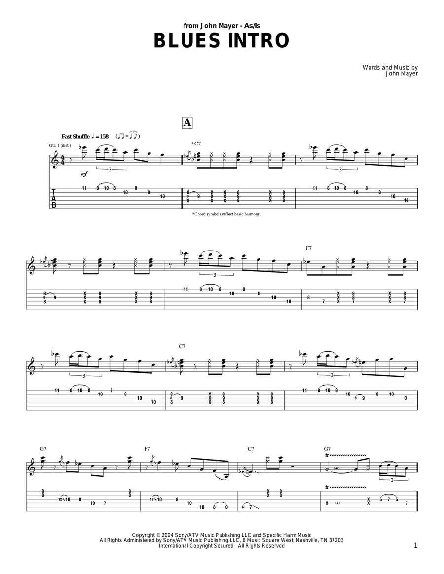 Blues Intro Acoustic Guitar scores gallery preview page 1
