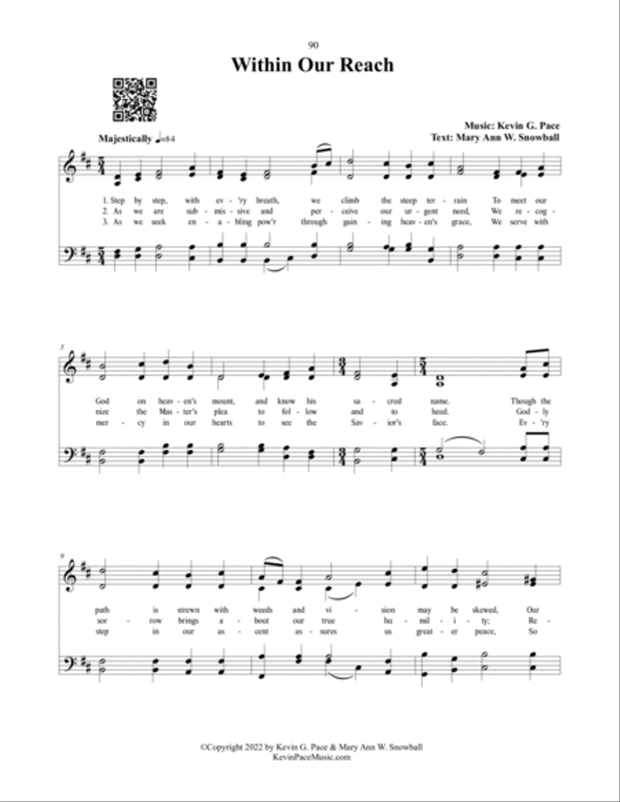 Within Our Reach, a sacred hymn 4-Part scores gallery preview page 2