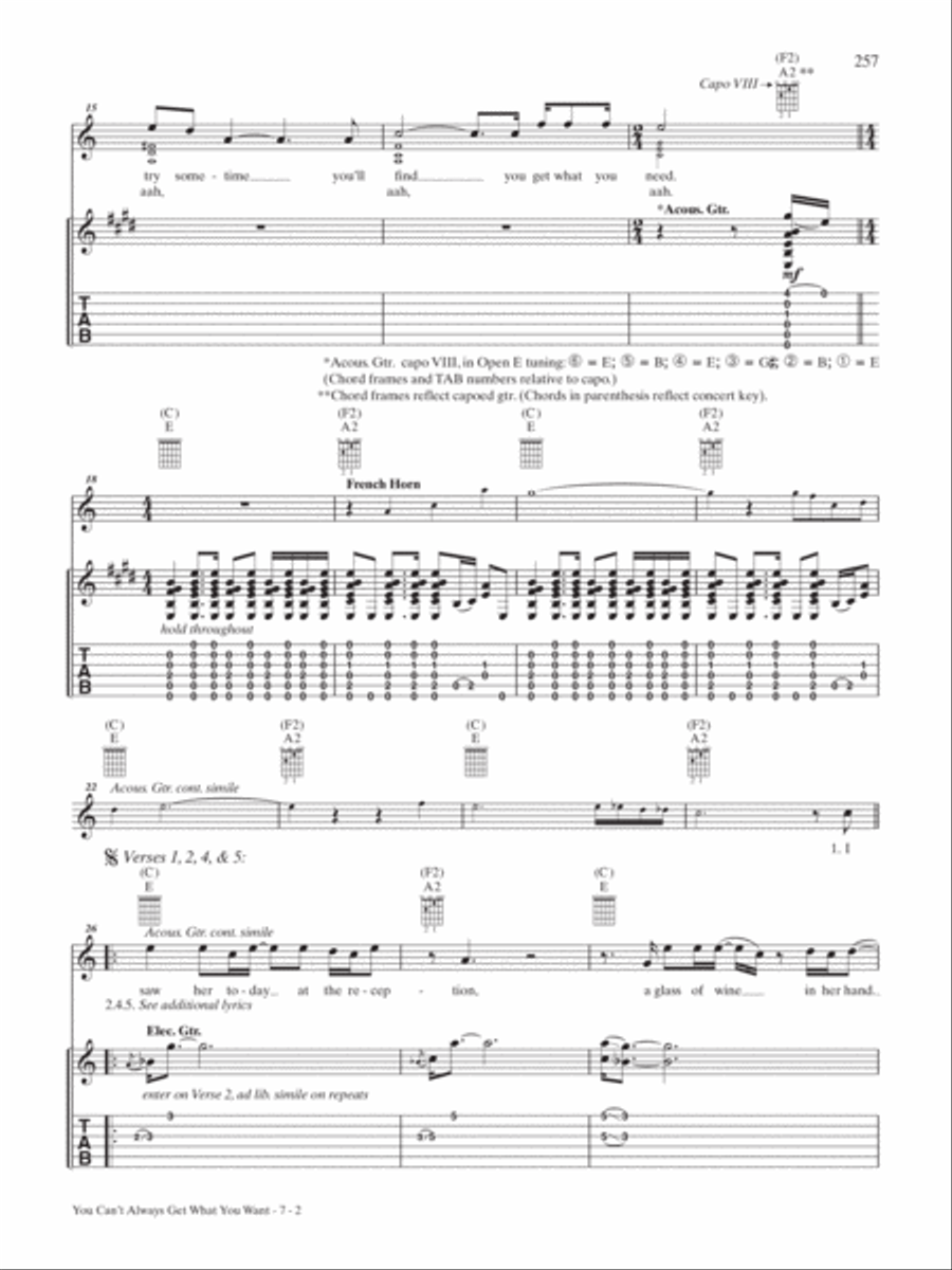 You Can't Always Get What You Want Guitar Tablature scores gallery preview page 2