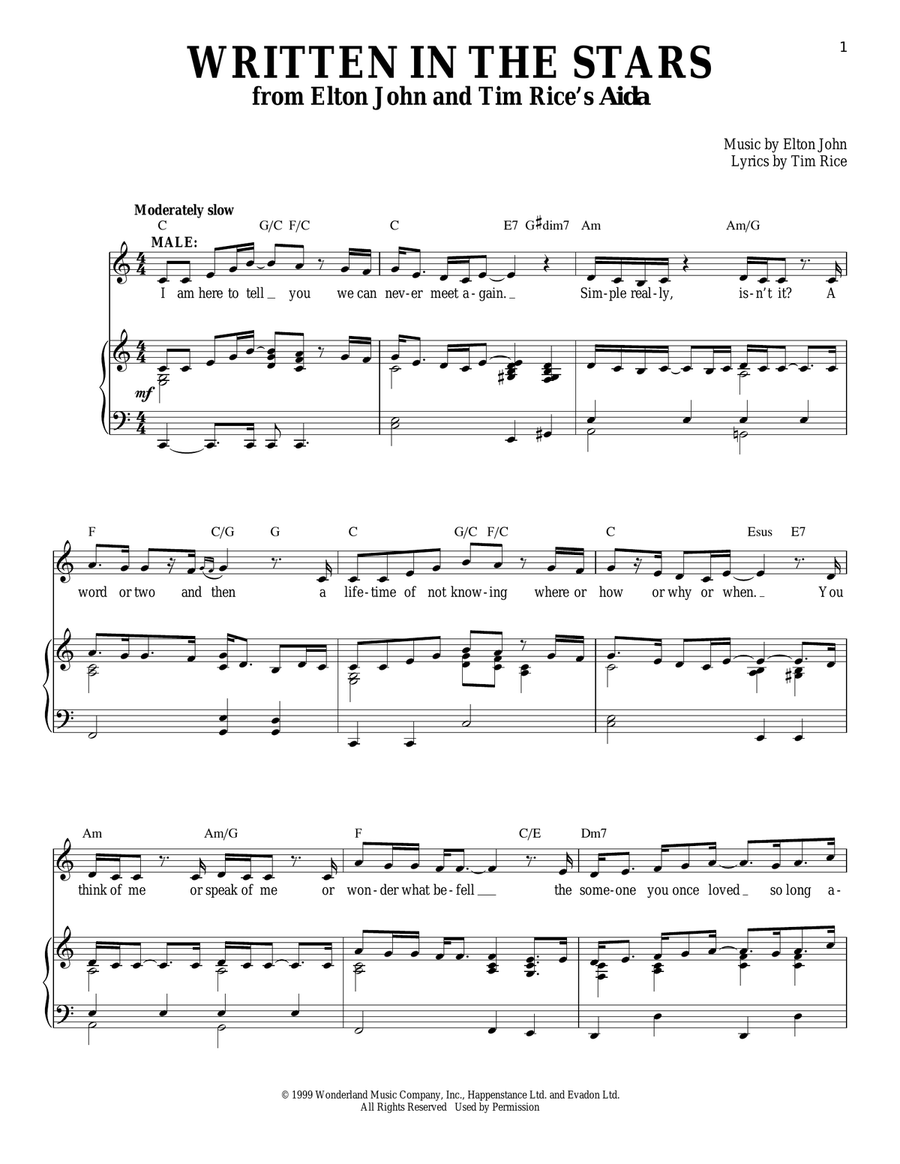 Written In The Stars (from Aida) Vocal Duet scores gallery preview page 1