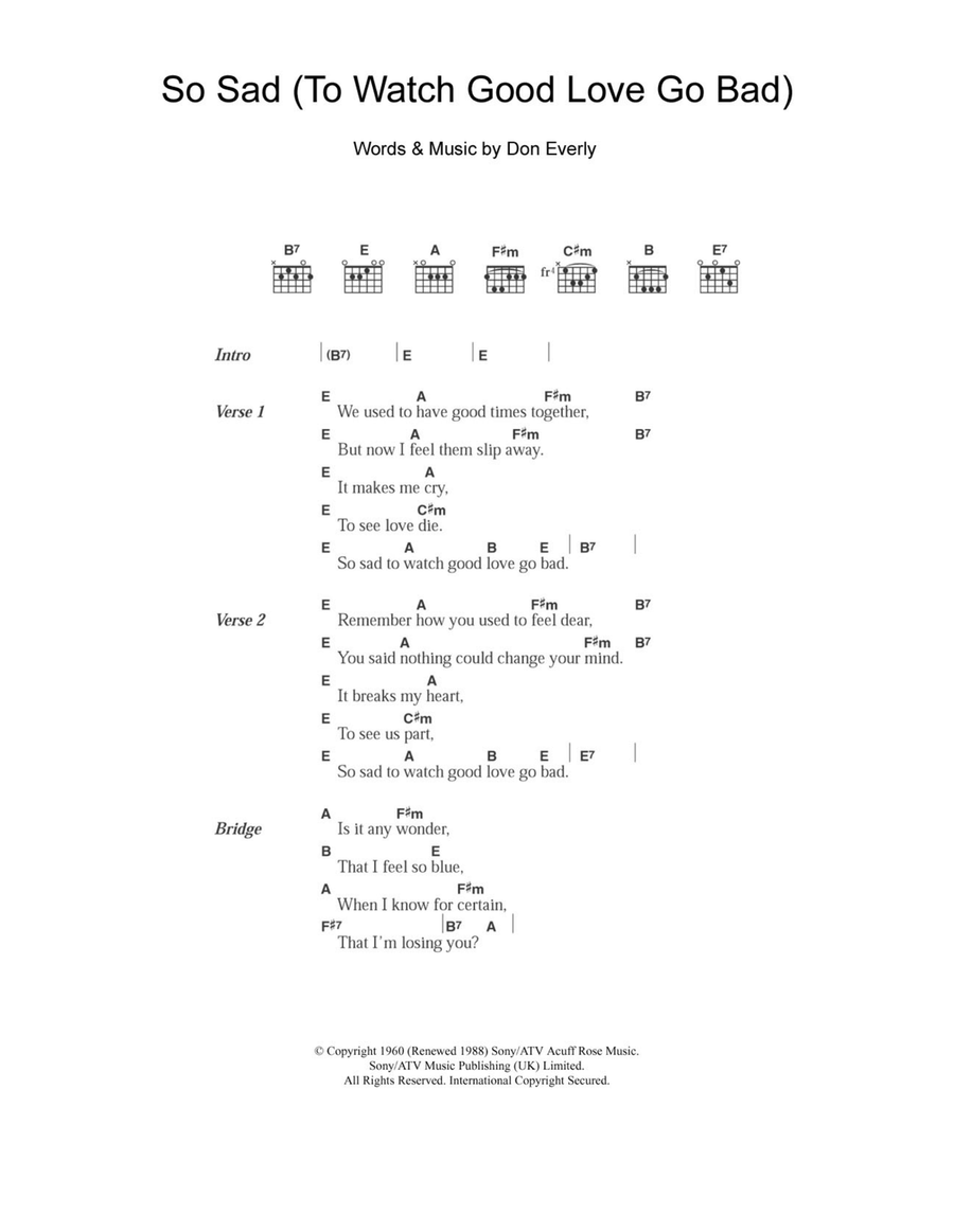 So Sad (To Watch Good Love Go Bad) Acoustic Guitar scores gallery preview page 1