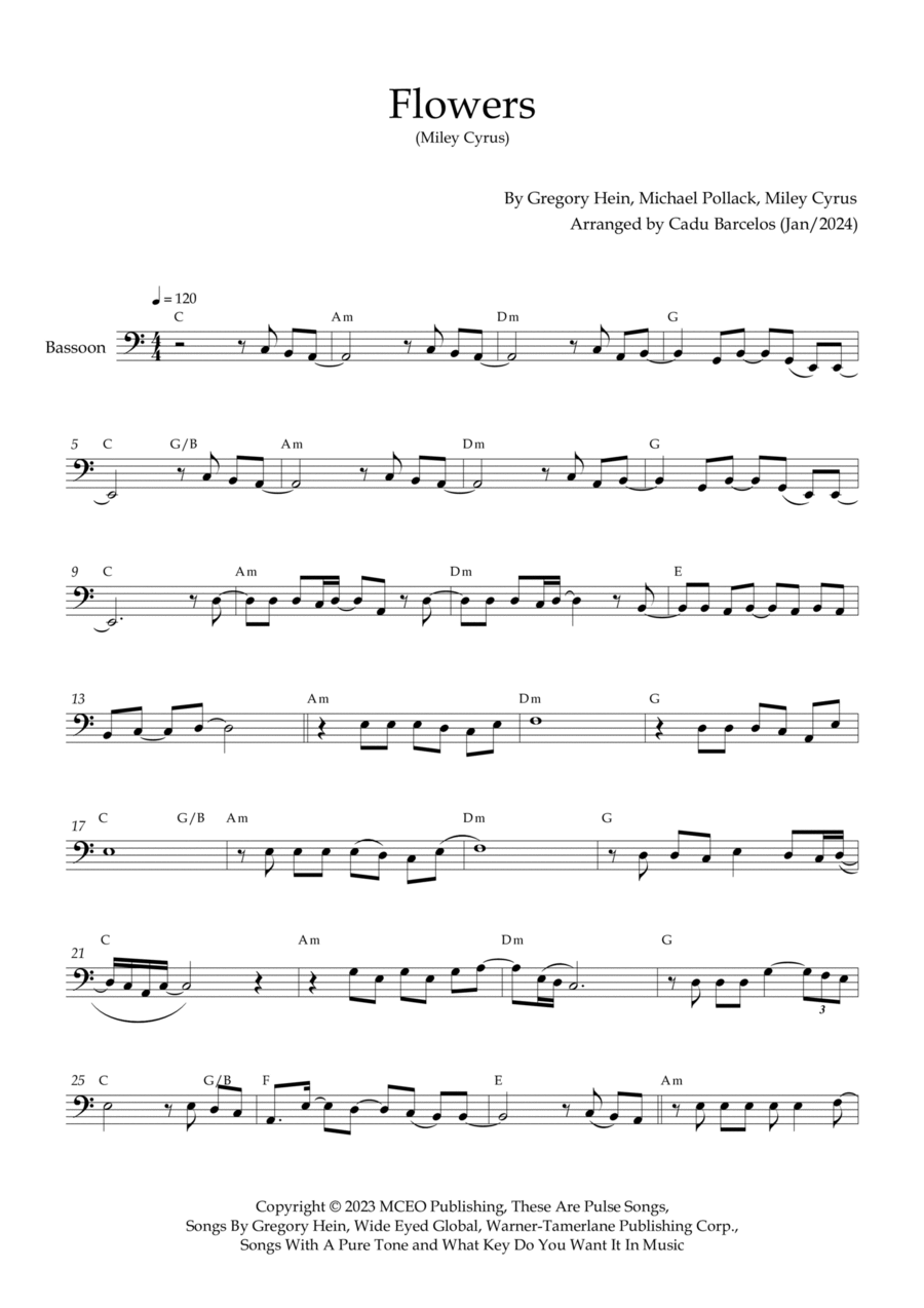 Flowers Bassoon Solo scores gallery preview page 1