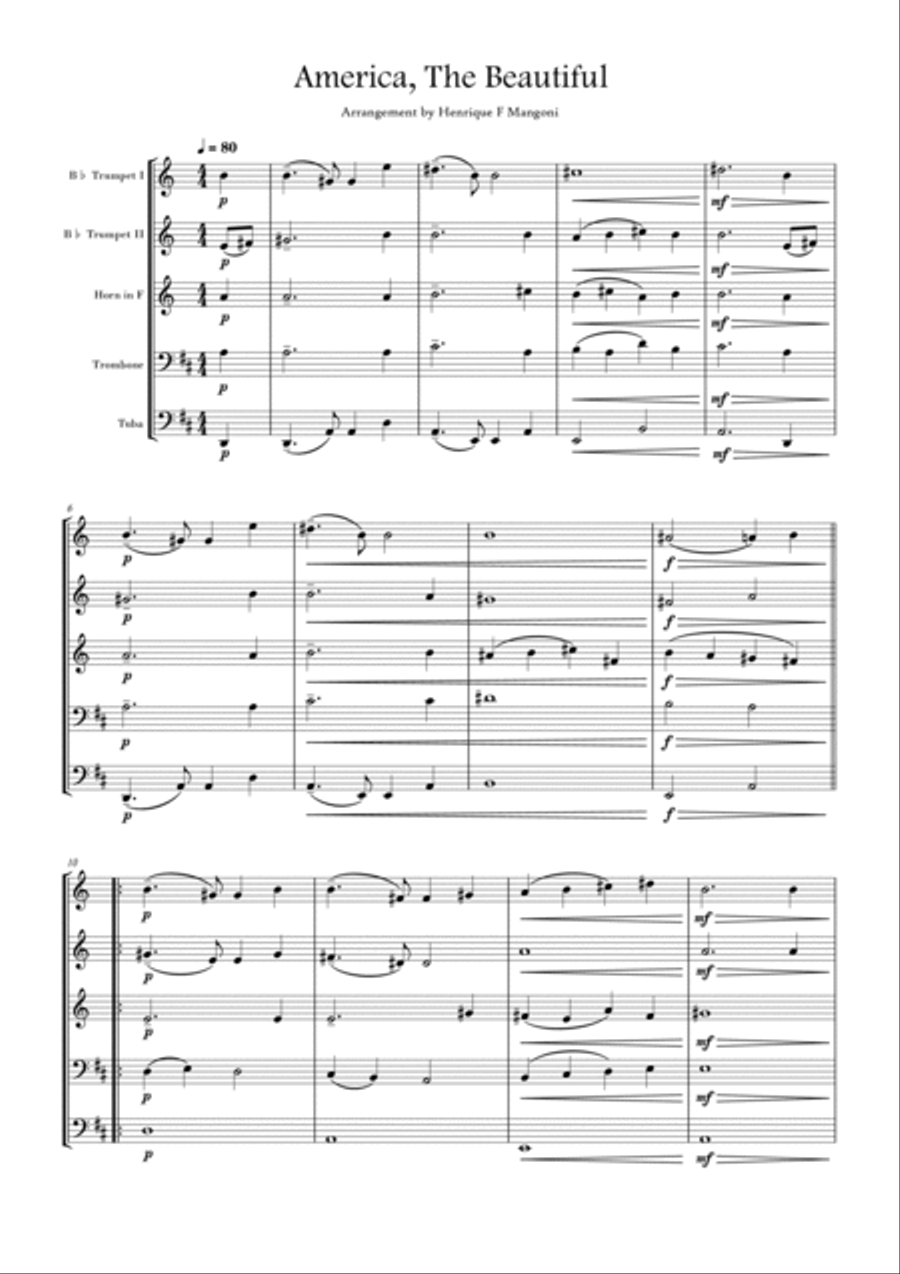 America, The Beautiful Brass Ensemble scores gallery preview page 2