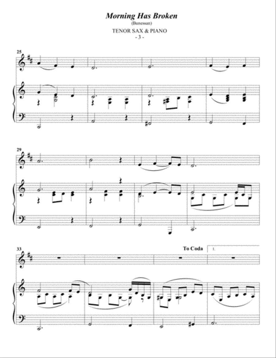 Morning Has Broken Tenor Saxophone scores gallery preview page 3