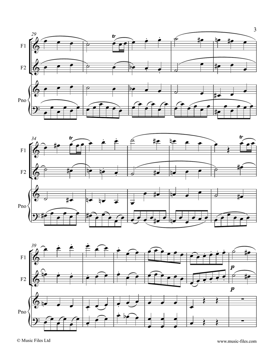 Mozart: Menuetto Allegretto from Symphony No.41 - 2 Flutes and Piano Flute Duet scores gallery preview page 3