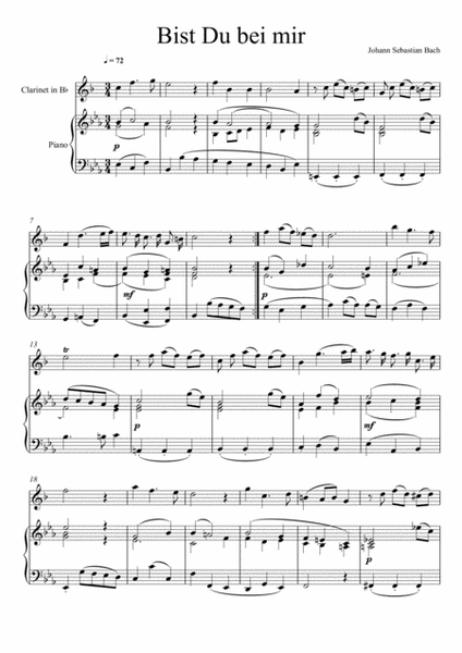 Johann Sebastian Bach - Bist du bei mir (Clarinet Solo) image number null