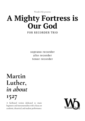 A Mighty Fortress is Our God by Luther for Recorder Trio