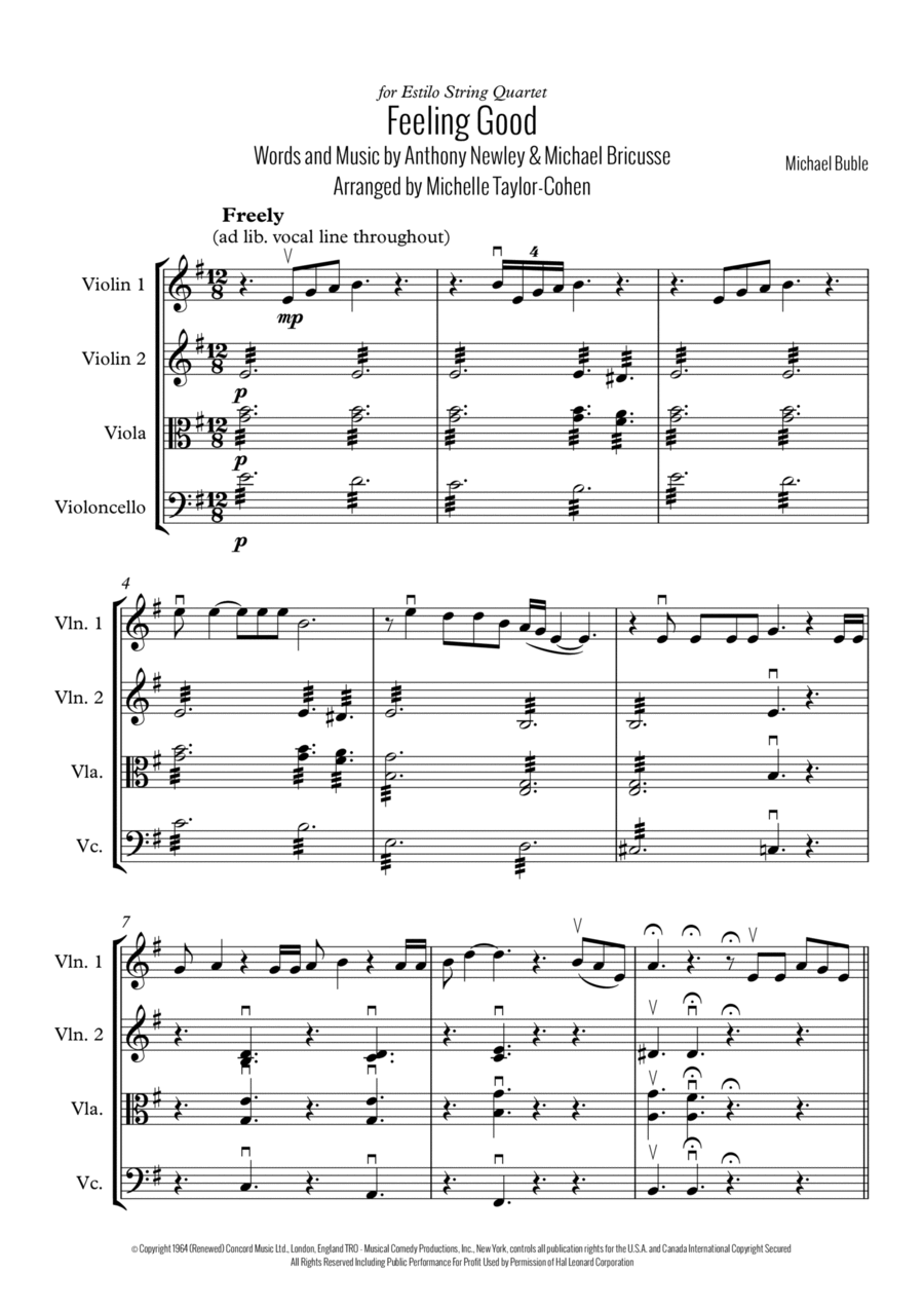 Feeling Good String Quartet scores gallery preview page 1