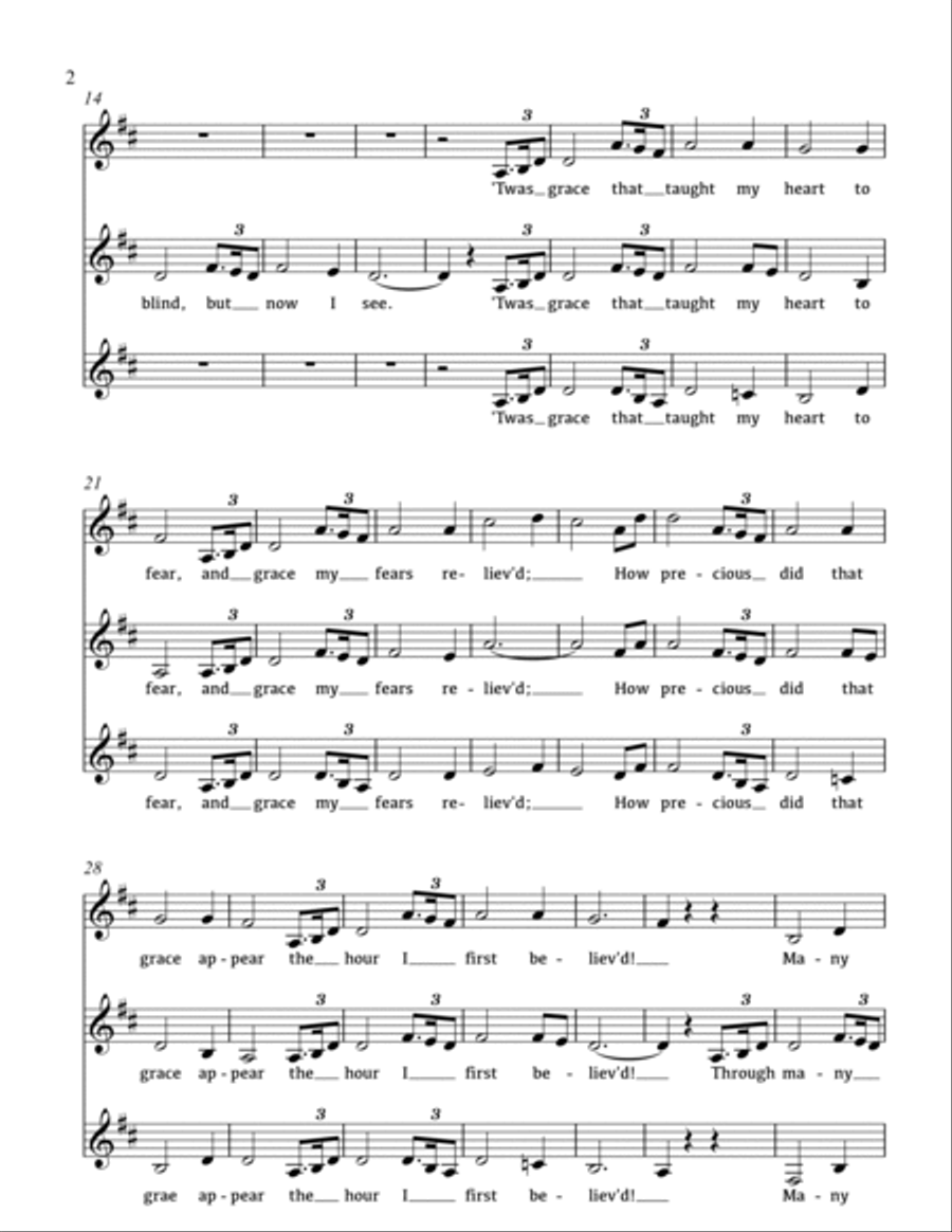 Amazing Grace Amazing Grace SSA scores gallery preview page 2