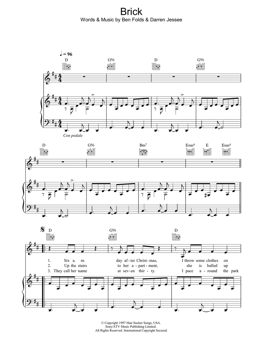 Brick Piano, Vocal, Guitar scores gallery preview page 1