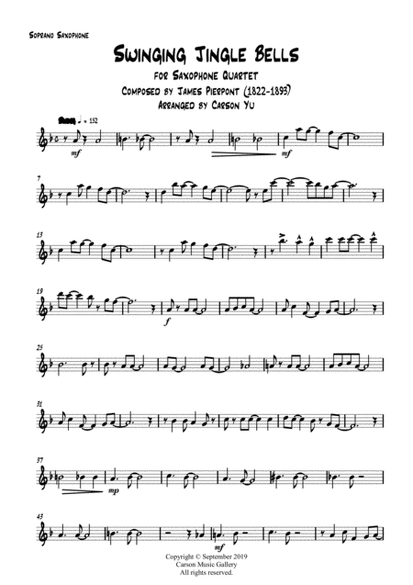 Swinging Jingle Bells - for Saxophone Quartet (SATB) arr. Carson Yu image number null