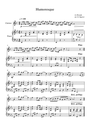 Humoresque, Antonin Dvorak, For Clarinet & Piano