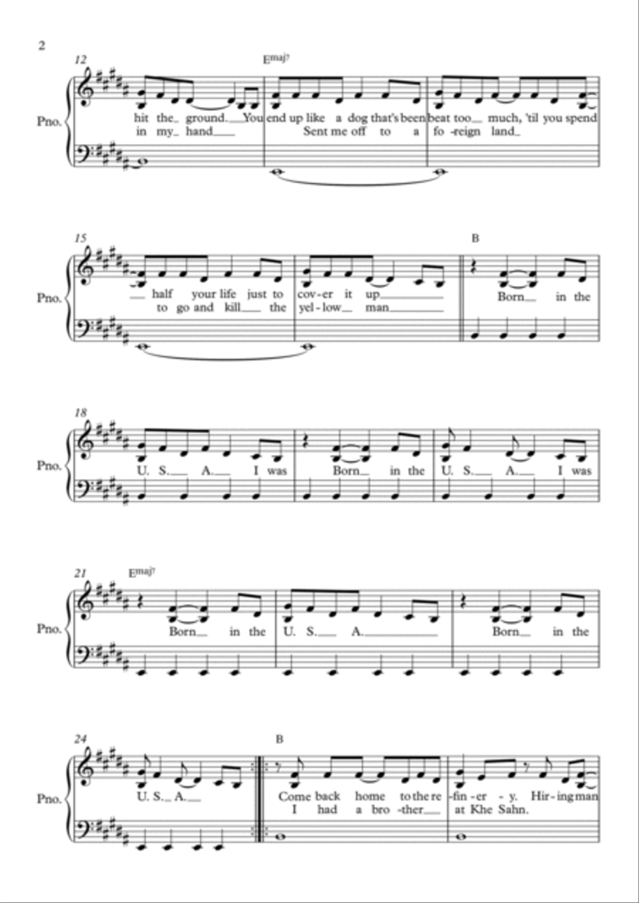Born In The Usa Born In The Usa Piano, Vocal, Guitar scores gallery preview page 2
