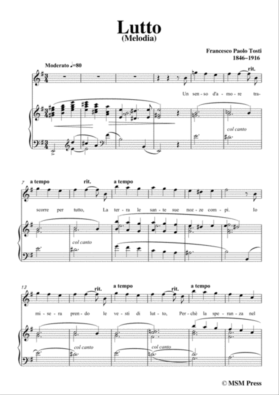 Tosti-Lutto in e minor,for Voice and Piano Voice Solo scores gallery preview page 3