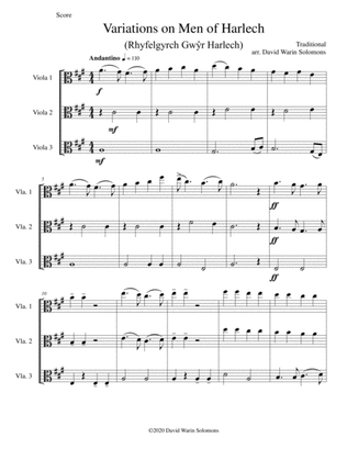 Variations on Men of Harlech (Rhyfelgyrch Gwŷr Harlech) for viola trio