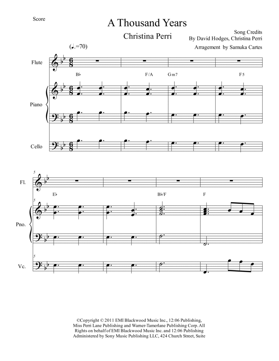A Thousand Years Flute Solo scores gallery preview page 1