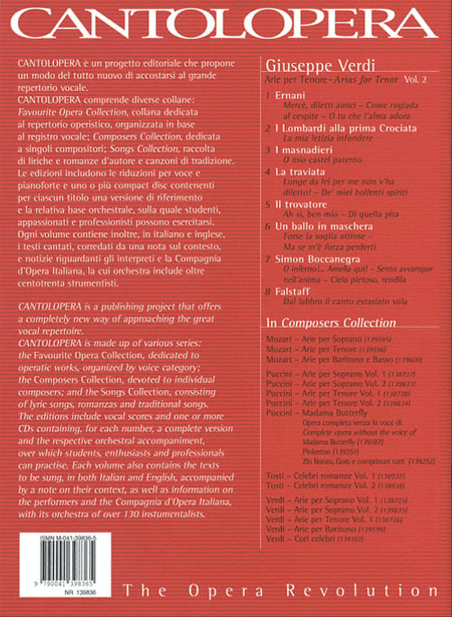 Cantolopera: Verdi Arias for Tenor Volume 2 Voice Solo scores gallery preview page 2