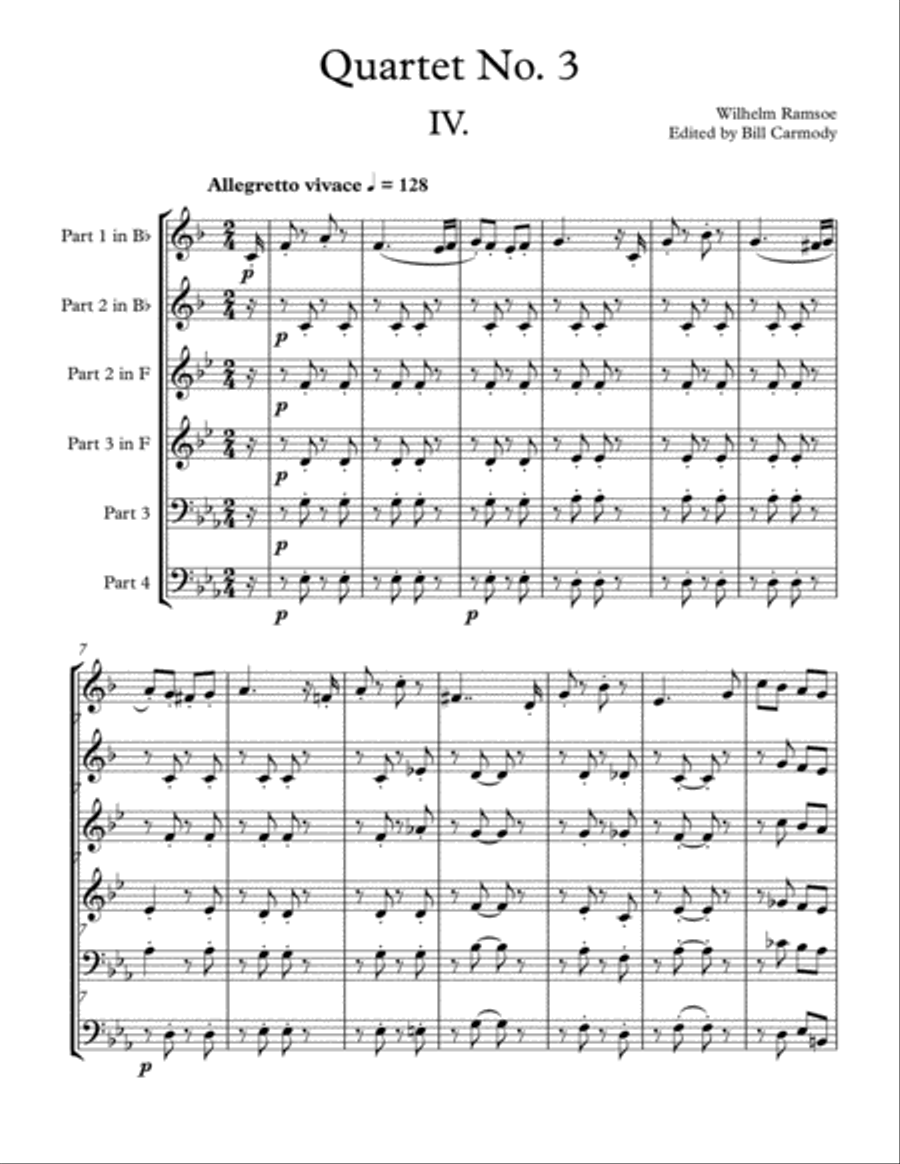 Ramsoe Brass Quartet No. 3, 4th mvt. Brass Quartet scores gallery preview page 2