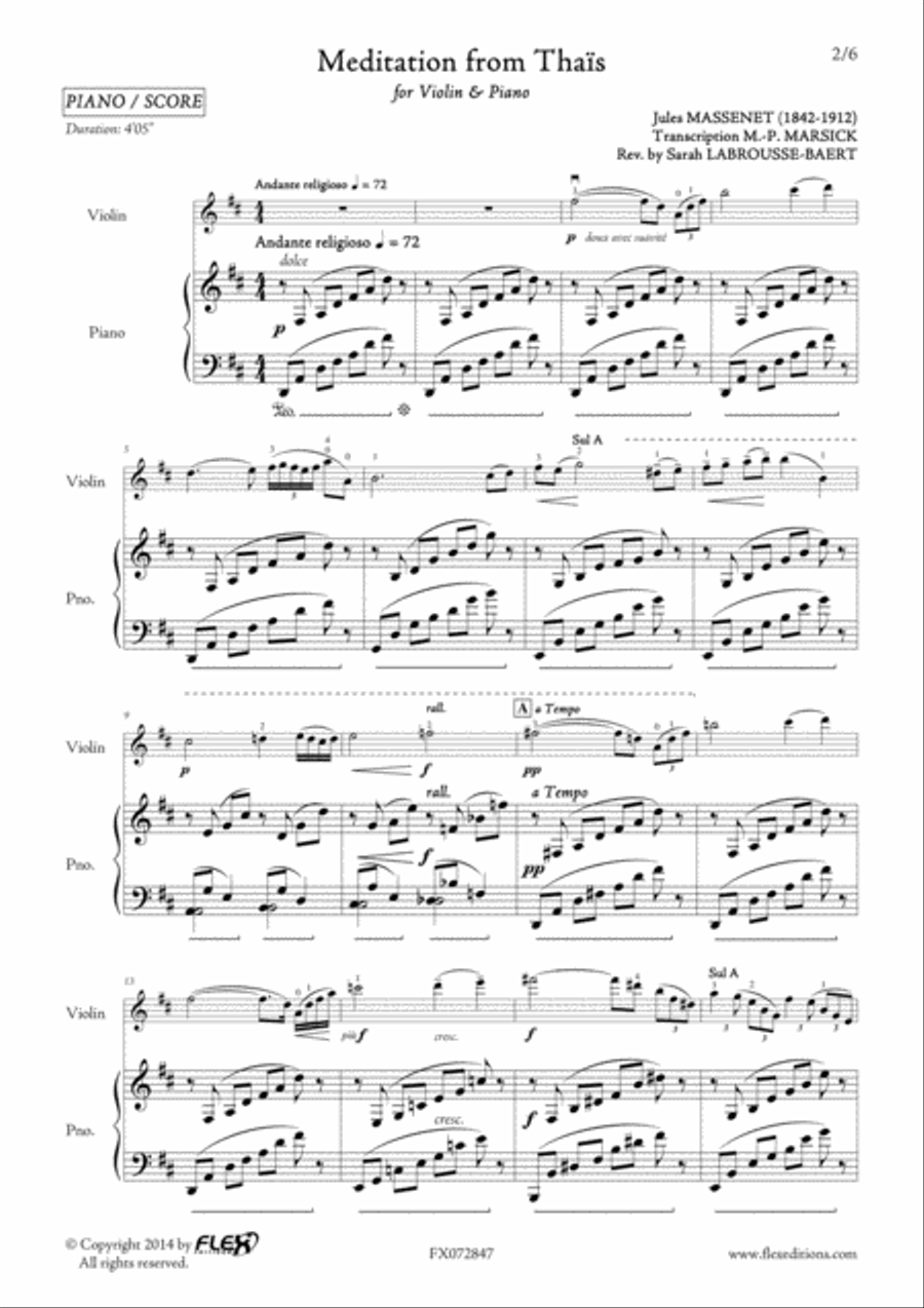 Meditation from Thais Violin Solo scores gallery preview page 2