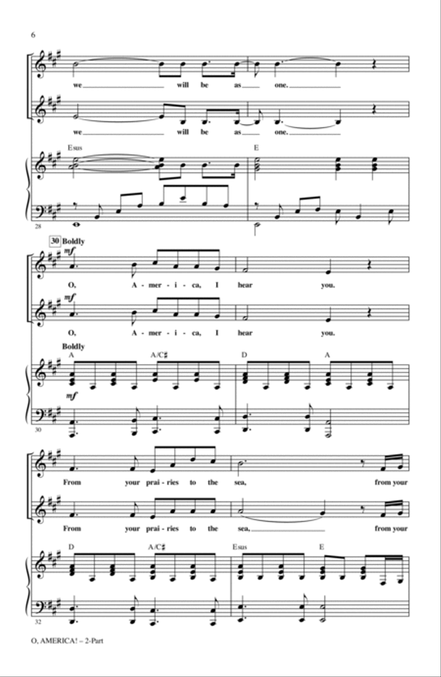 O, America! O, America! 2-Part scores gallery preview page 5