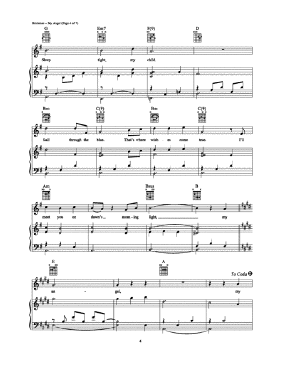 My Angel Piano, Vocal, Guitar scores gallery preview page 4