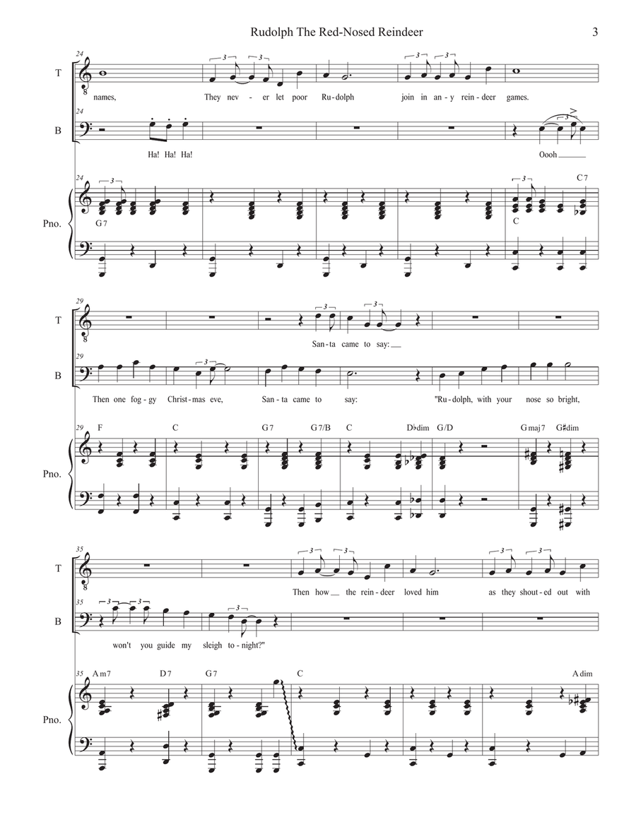 Rudolph The Red-nosed Reindeer Tenor Voice scores gallery preview page 3