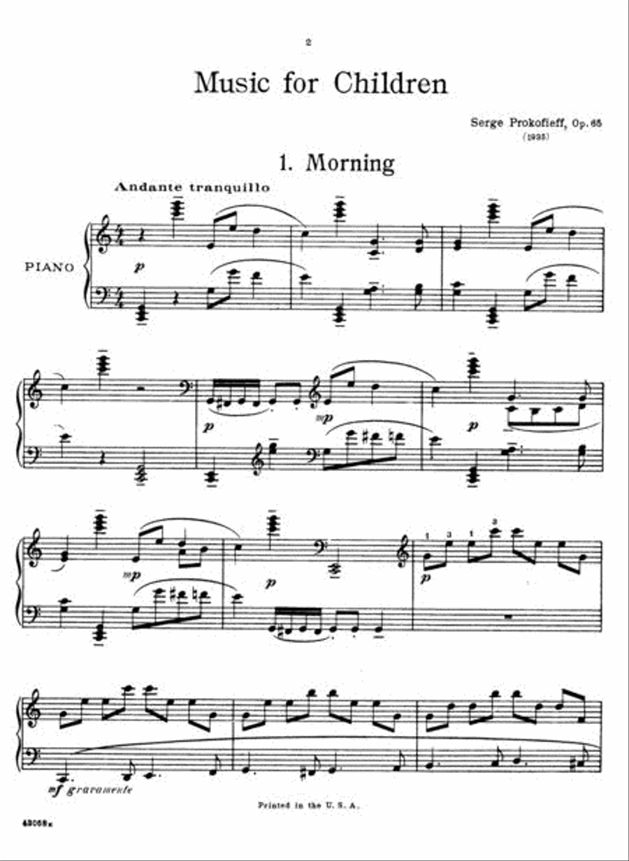 Music for Children, Op. 65 (12 Easy Pieces for the Piano) Piano Solo scores gallery preview page 2