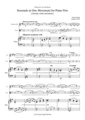 Serenade in One Movement for Piano Trio (clarinet, viola and piano)