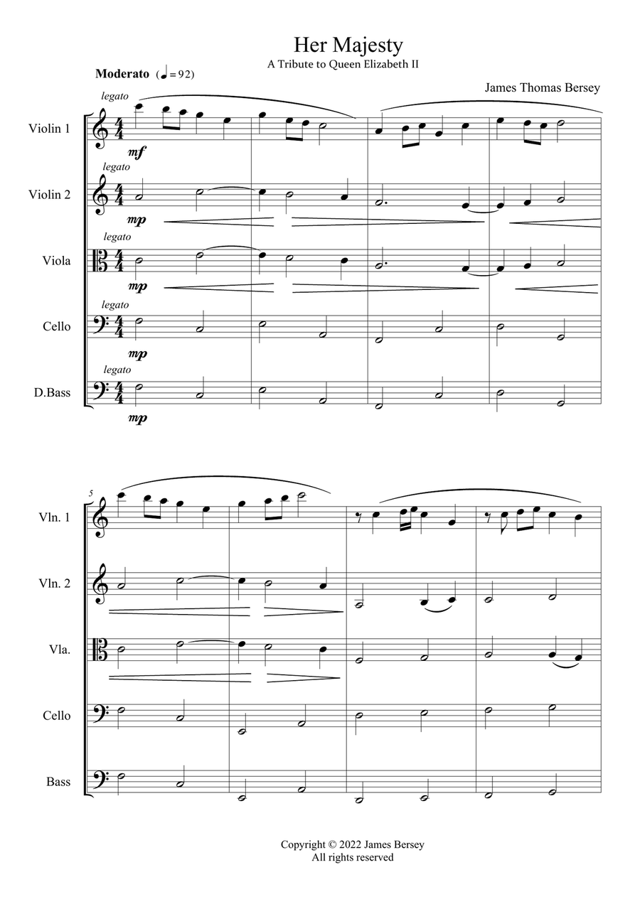 Her Majesty (strings - score & parts) Chamber Music scores gallery preview page 3